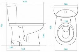 Унитаз компакт Santek Анимо Эконом, в пол, 1 реж. арм., сиденье полипропилен 110038
